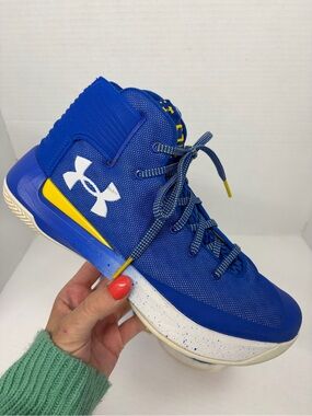 Under Armour 3Zer0 Curry 3 Basketball Shoes Size 8 Blue Yellow